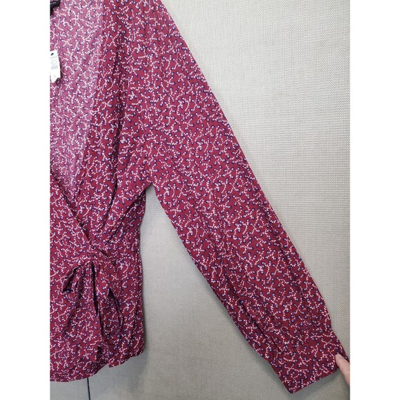 Talbots Floral Print Poet Sleeve Wrap Top Size XL NWT - Picture 2 of 6